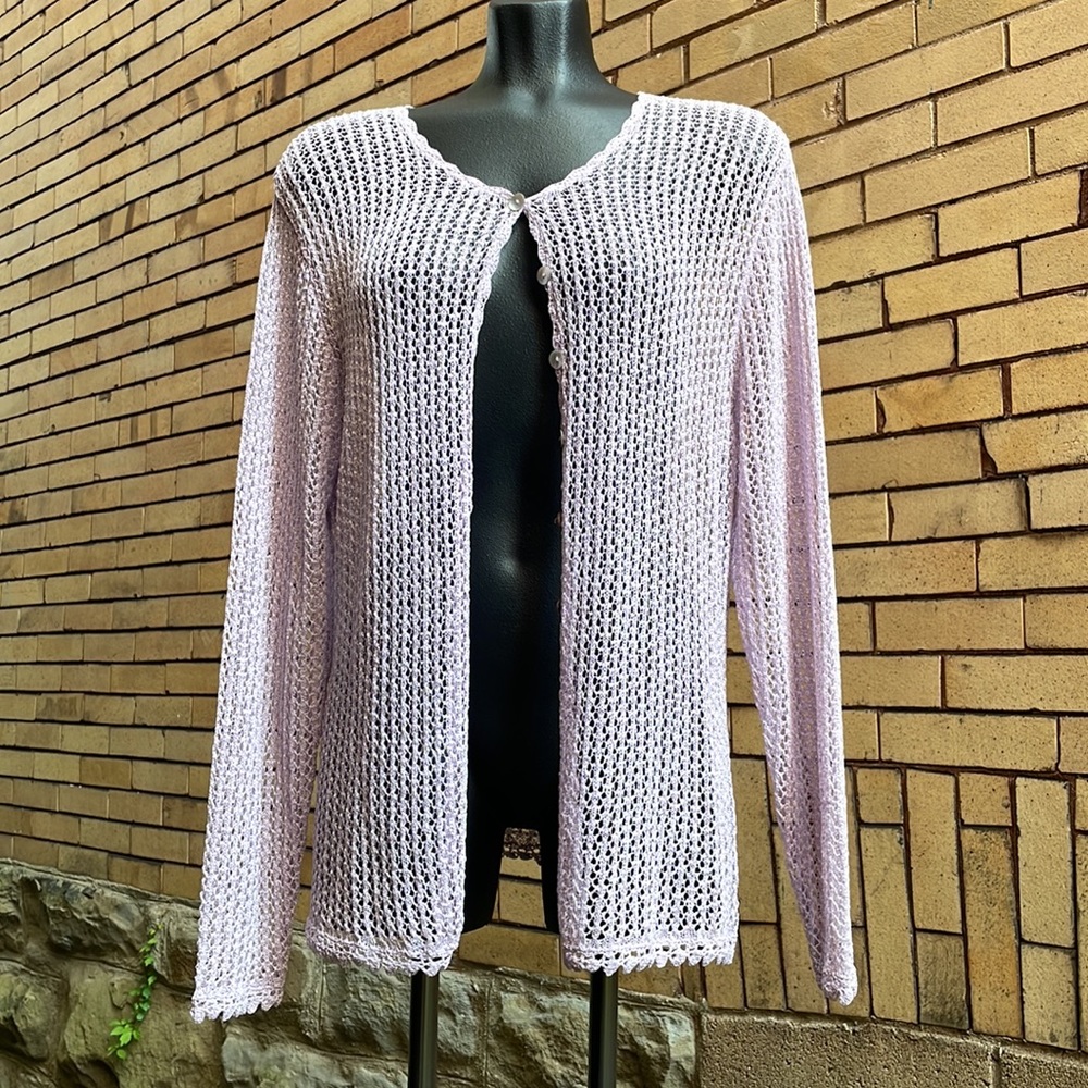 Vintage 90’s open knit lilac cardigan Size 1X